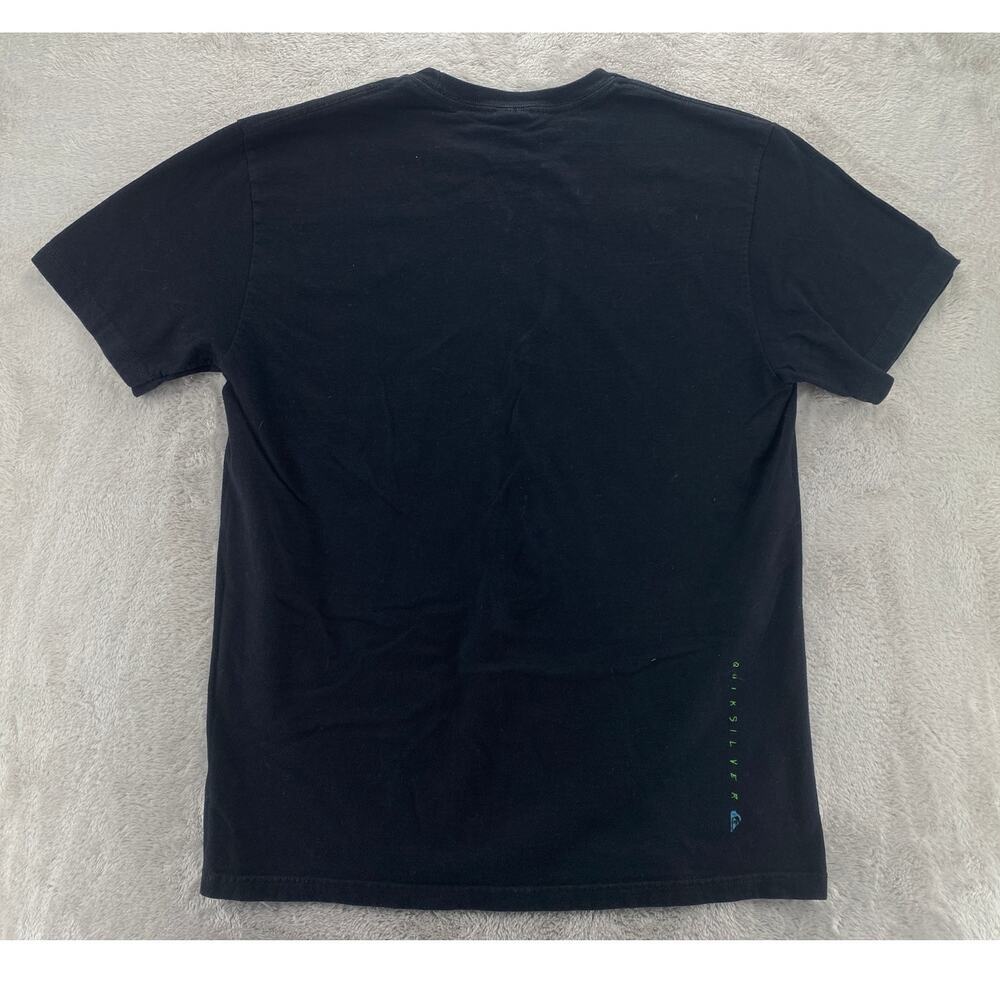 Quiksilver Black Graphic Logo T Shirt Men's Large Surf Skate Cotton Short Sleeve - Picture 3 of 6